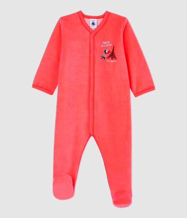 Dors-bien b&eacute;b&eacute; en velours corail